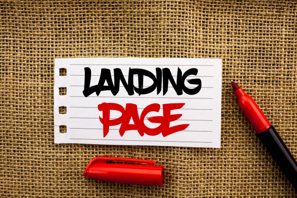 istock Word writing text Landing Page. Business concept for Website accessed by clicking a link on another web page written on Notebook Paper on the jute background with marker next to it. 945892492