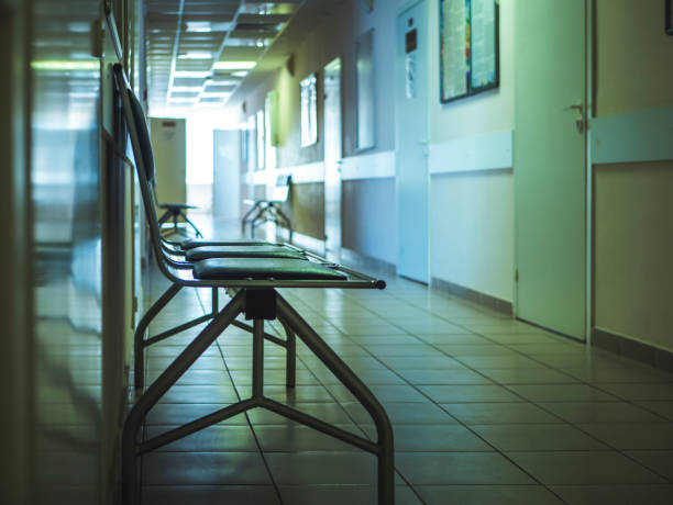 empty seats in the corridor of hospital
