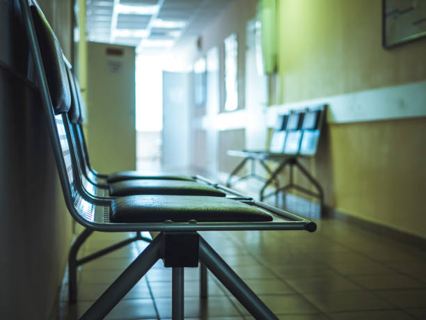 istock empty seats in the corridor of hospital 945898802