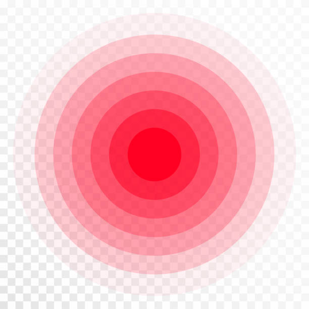 значок концентрации боли. красные прозрачные круги, символ концентрации боли для медицинских обезболивающих препаратов, головная боль, мы� - designation stock illustrations