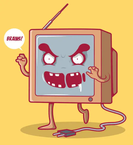 Vector illustration of Tv zombie vector illustration