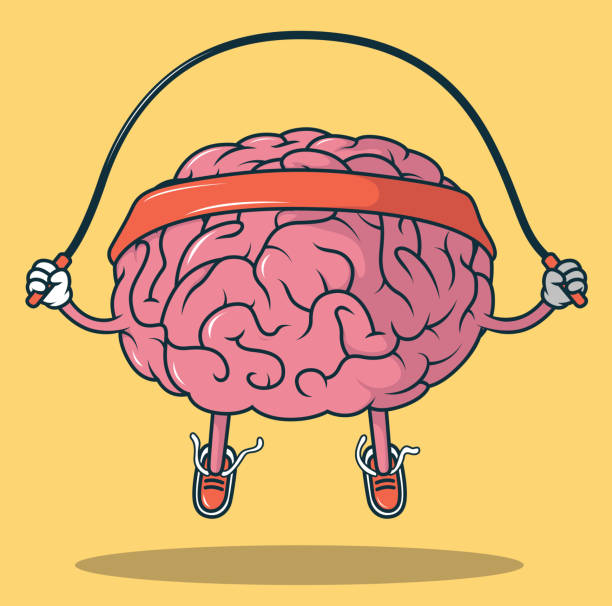 ilustraciones, imágenes clip art, dibujos animados e iconos de stock de ilustración de vector de cerebro cuerda de salto - mental health