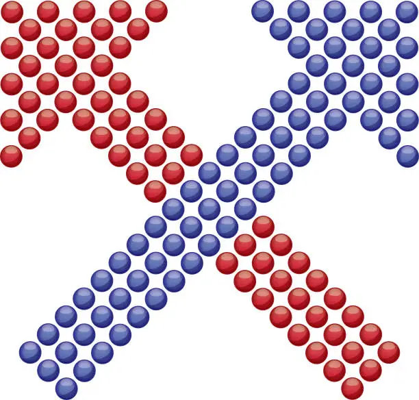 Vector illustration of Red And Blue Crossed Marbles Icon