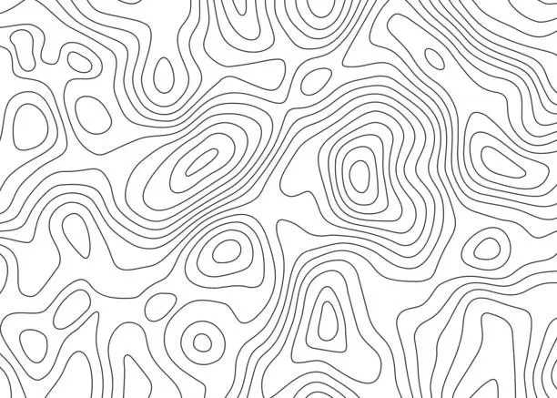 Vector illustration of Topographic map backdrop. Conditional geography scheme and the terrain path. Contour line abstract background.