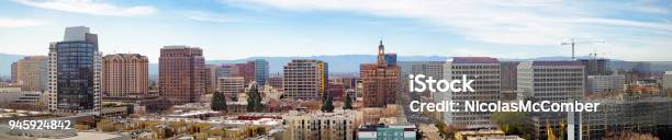 San Jose Elevated Downtown Skyline Wide Banner Panoramic View Stock Photo - Download Image Now
