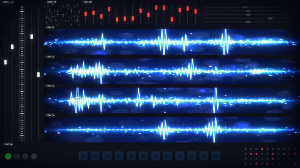 interfaccia utente del software di editing audio - wind instrument audio foto e immagini stock