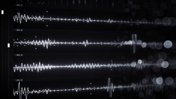 istock Digital audio waves on computer monitor 945925292