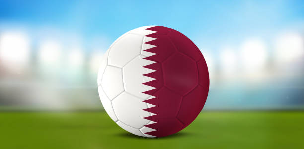 istock soccer ball flags 3d rendering Qatar 945931558