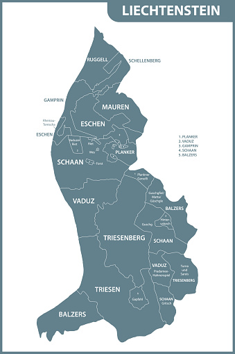 The Detailed Map Of Liechtenstein With Regions Or States Administrative