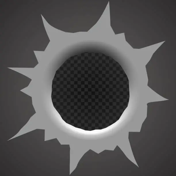 Vector illustration of Bullet hole isolated