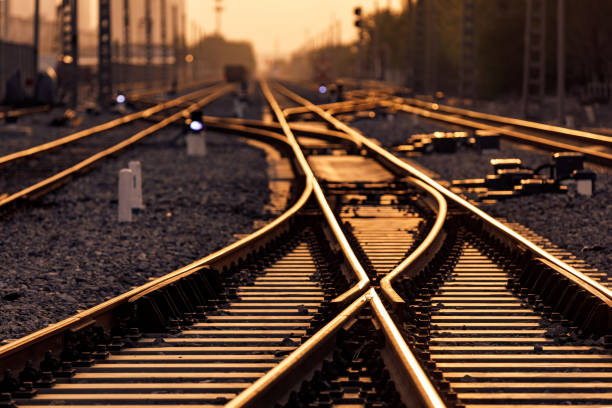 istock The railroad tracks in the sunset 945964446