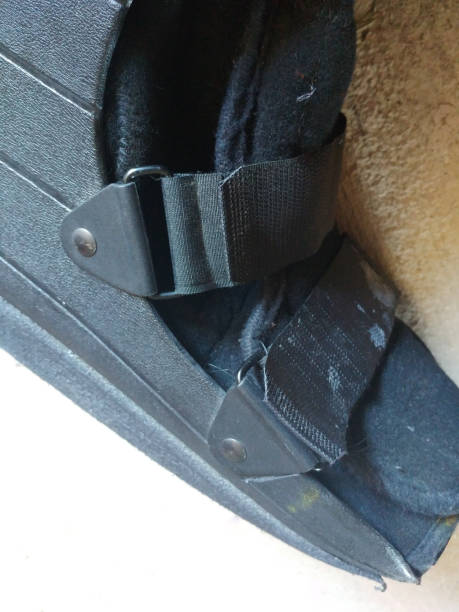 istock A black Orthopedic or medical boot, cast or footwear 945972712