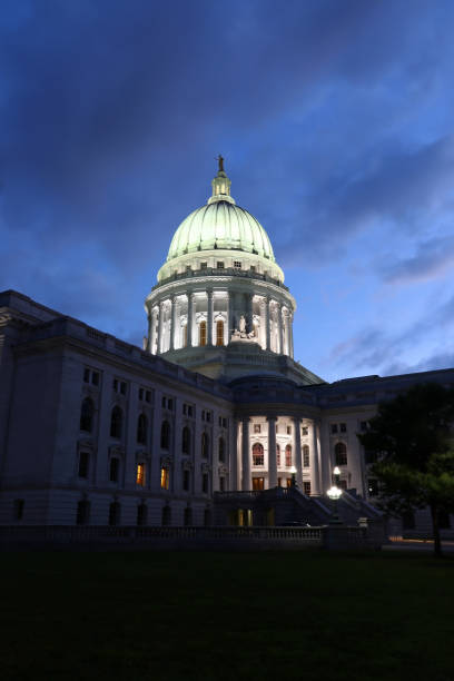 istock Wisconsin state capitol building at night. 945978940