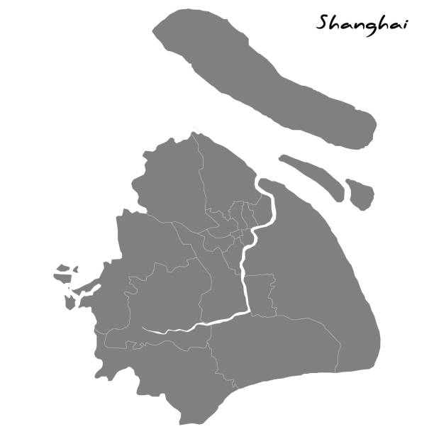 karte mit den grenzen der regionen. - shanghai stock-grafiken, -clipart, -cartoons und -symbole