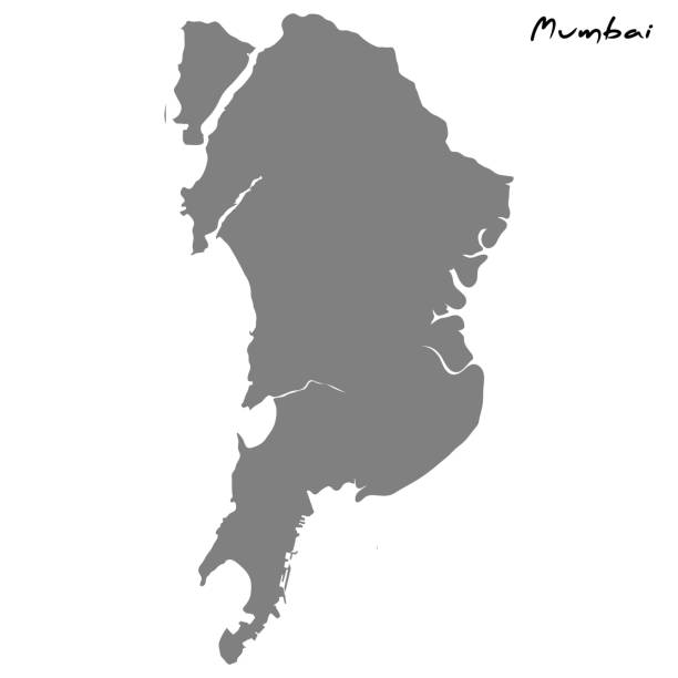 map with borders of the regions. map of Mumbai with borders of the regions. mumbai stock illustrations