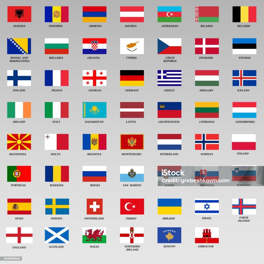 flags of Europe set of flags of Europe vector illustration Albania stock vector