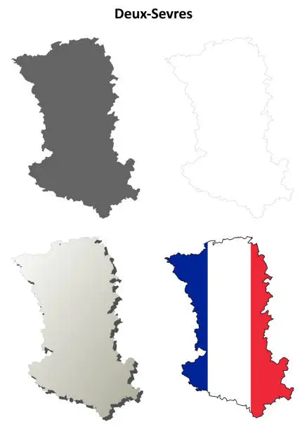 Vector illustration of Deux-Sevres, Poitou-Charentes outline map set