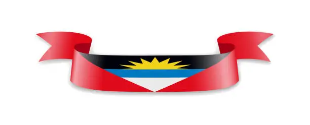 Vector illustration of Antigua and Barbuda flag in the form of wave ribbon.