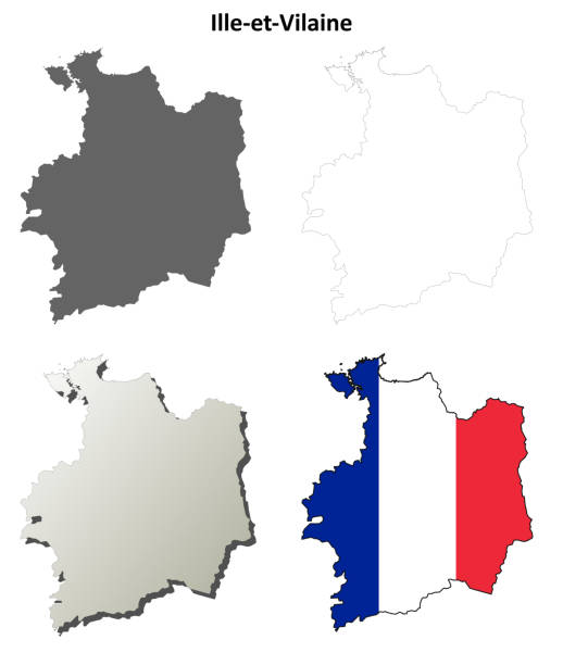 Ille-et-Vilaine, Brittany outline map set Ille-et-Vilaine, Brittany blank detailed outline map set ille et vilaine stock illustrations