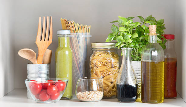 Kitchen pantry with italian food products