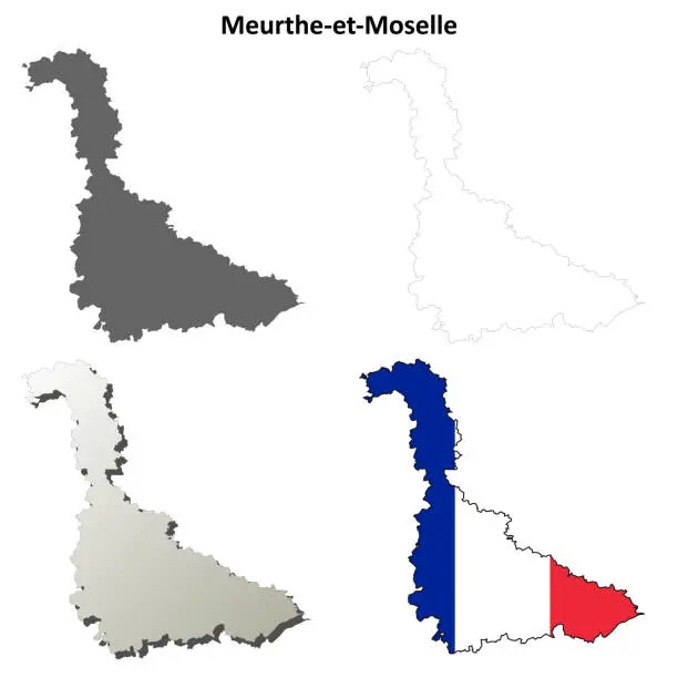 Vector illustration of Meurthe-et-Moselle, Lorraine outline map set