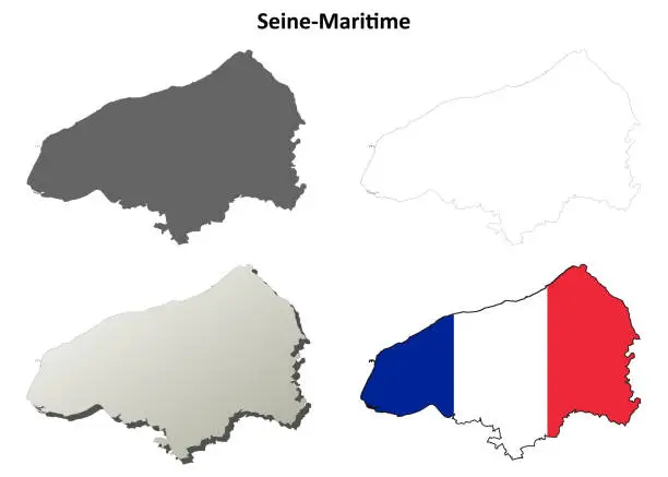 Vector illustration of Seine-Maritime, Upper Normandy outline map set