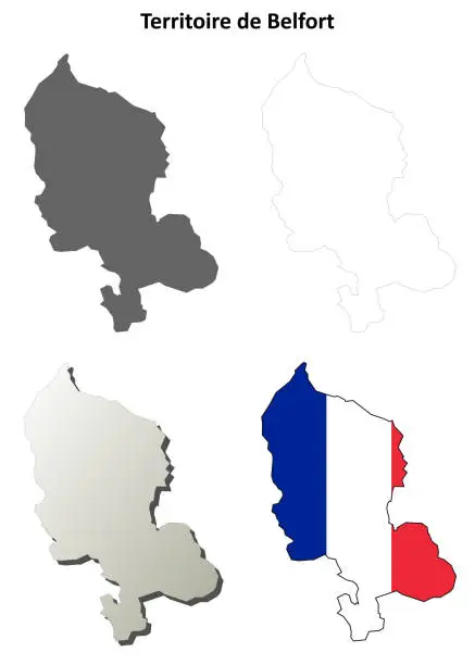 Vector illustration of Territoire de Belfort, Franche-Comte outline map set