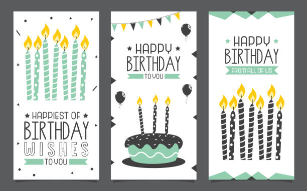 birhday 초대 카드 디자인 - birthday card stock illustrations