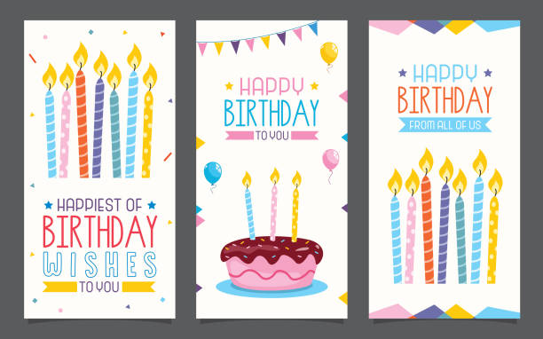 birhday 초대 카드 디자인 - birthday card stock illustrations