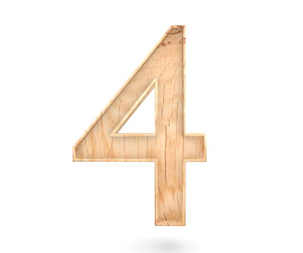 istock Decorative wooden alphabet digit four symbol - 4. 3d rendering illustration. Isolated on white background 946000936