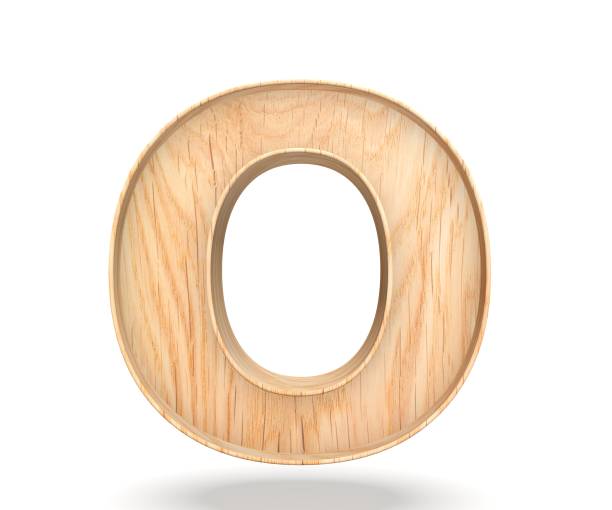 3D decorative wooden Alphabet, capital letter O stock photo