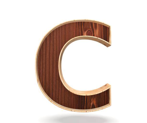 3D decorative wooden Alphabet, capital letter C stock photo
