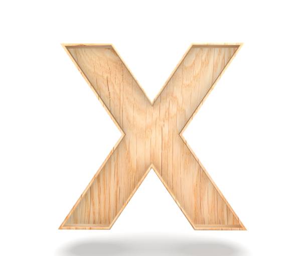 3D decorative wooden Alphabet, capital letter X stock photo