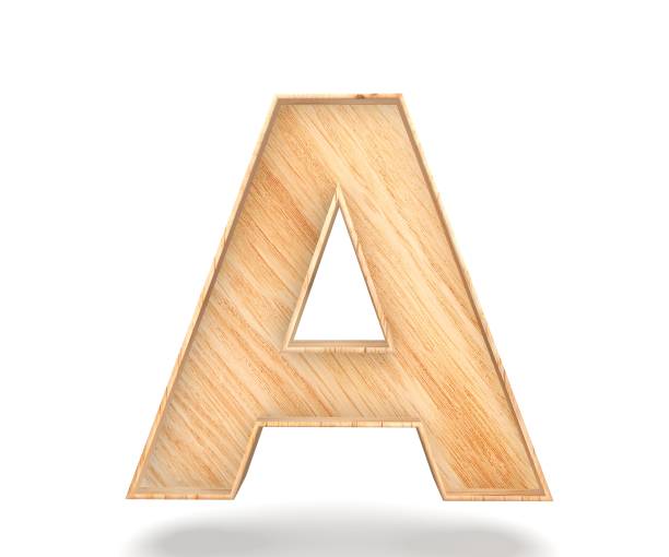 3D decorative wooden Alphabet, capital letter A stock photo