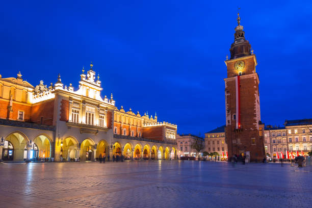 istock The Krakow Cloth Hall on the Main Square at night 946012934