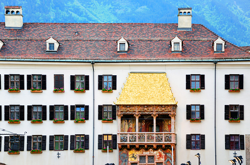 Golden Roof (Goldenes Dachl), Innsbruck, Austria. It was constructed for Emperor Maximilian I to mark his wedding to Bianca Maria Sforza
