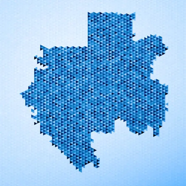 Vector illustration of Gabon Map Triangle Pattern Blue