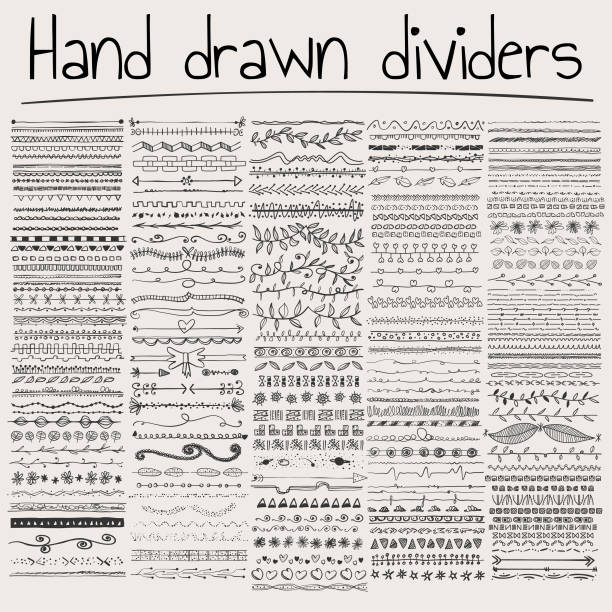 Hand drawn dividers Vector illustration of a collection of hand drawn dividers for design projects and other related art works dividing illustrations stock illustrations