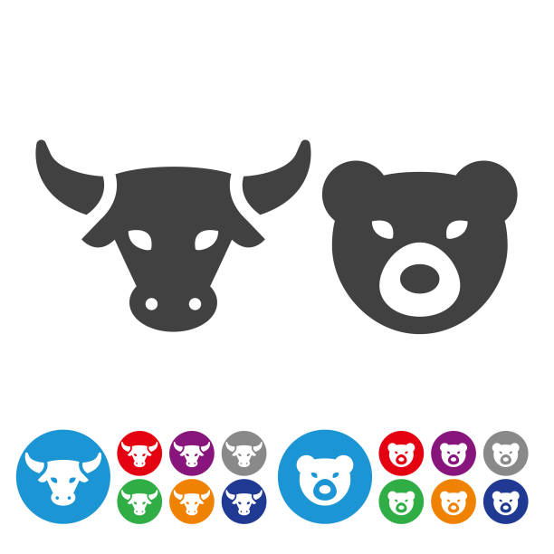 ilustraciones, imágenes clip art, dibujos animados e iconos de stock de mercado de valores los iconos - serie icono gráfico - bull bear