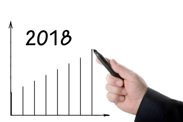 istock Businessman writing growth graph for year 2018 946025546