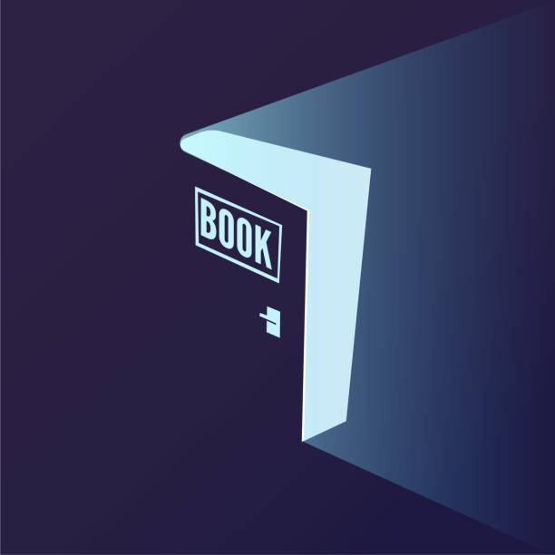 Open door as book with bright light. knowledge and imagination from book. reading book for boost up your creative concept. vector Open door as book with bright light. knowledge and imagination from book. reading book for boost up your creative concept. vector illustration opening door logo stock illustrations