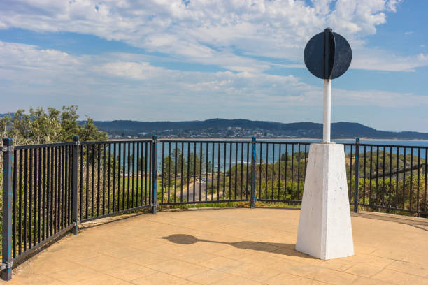 Survey marker on a clifftop lookout at Terrigal NSW Australia