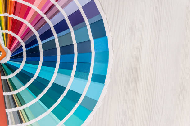 istock Colour sampler close up on wooden background 946035152