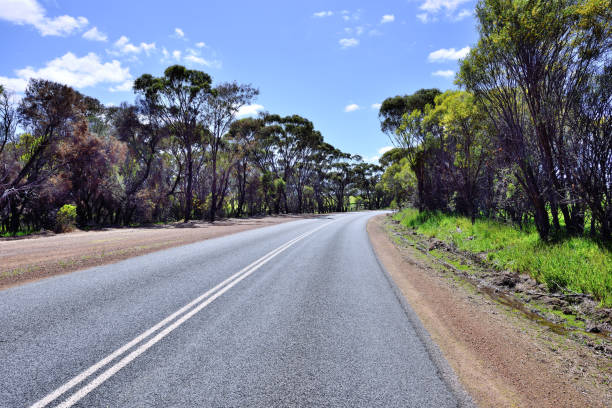 アウトバック、西オーストラリアで 2 車線の高速道路 - highway two lane highway nature western australia ストックフォトと画像