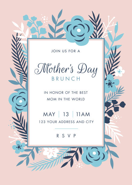 szablon projektu zaproszenia z motywem mothers day - love flower single flower letter stock illustrations