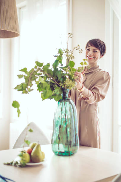 Smiling woman at home