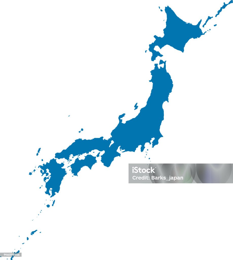 Mapa completo de Japón (azul) - arte vectorial de Japón libre de derechos