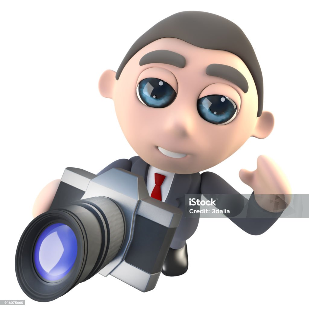 3d Funny Cartoon Executive Businessman Character Taking A Photo With A  Camera Stock Photo - Download Image Now - iStock
