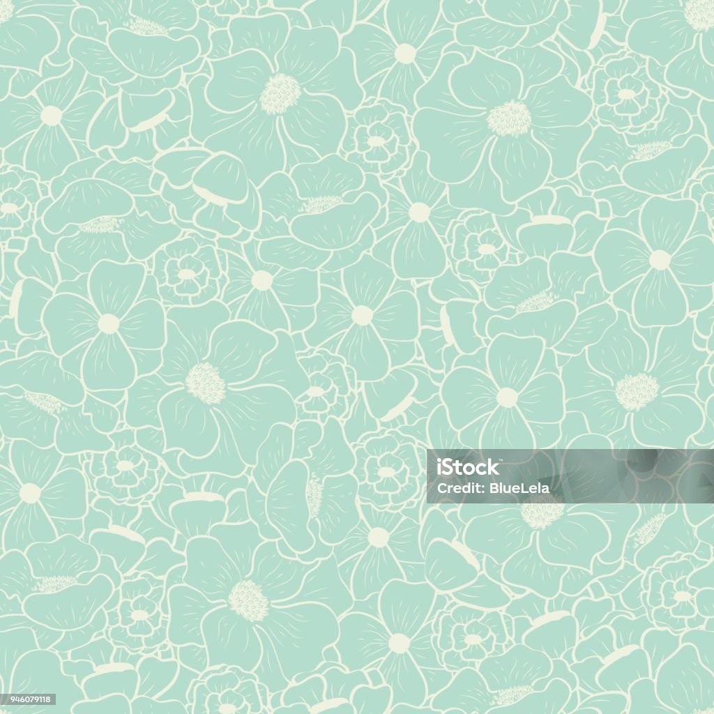 Mint Flower Pattern Floral Seamless Pattern With Beautiful Flowers On Mint Background ...