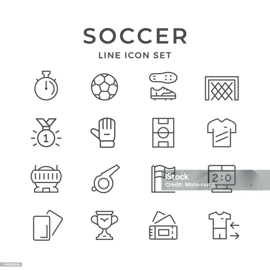 Set line icons of soccer Set line icons of soccer isolated on white. Vector illustration Icon Symbol stock vector